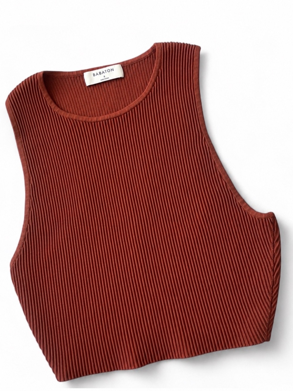 ARITZIA Babaton Sculpt Knit Racer Cropped Tank Rust Orange  SMALL *rare color*